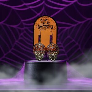 Bella Jack Multi Color Dangling Rhinestone Day Of The Dead Candy Skull Earrings